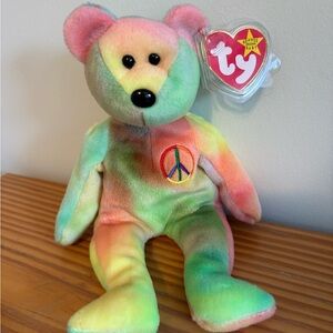 Ty Beanie Baby Peace Bear Toe-Dye Plush